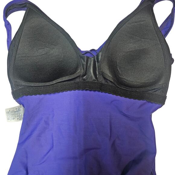 Lands' End SlenderSuit Wrap One Piece Swimsuit in Blackberry Women's Size 10 - Picture 5 of 9